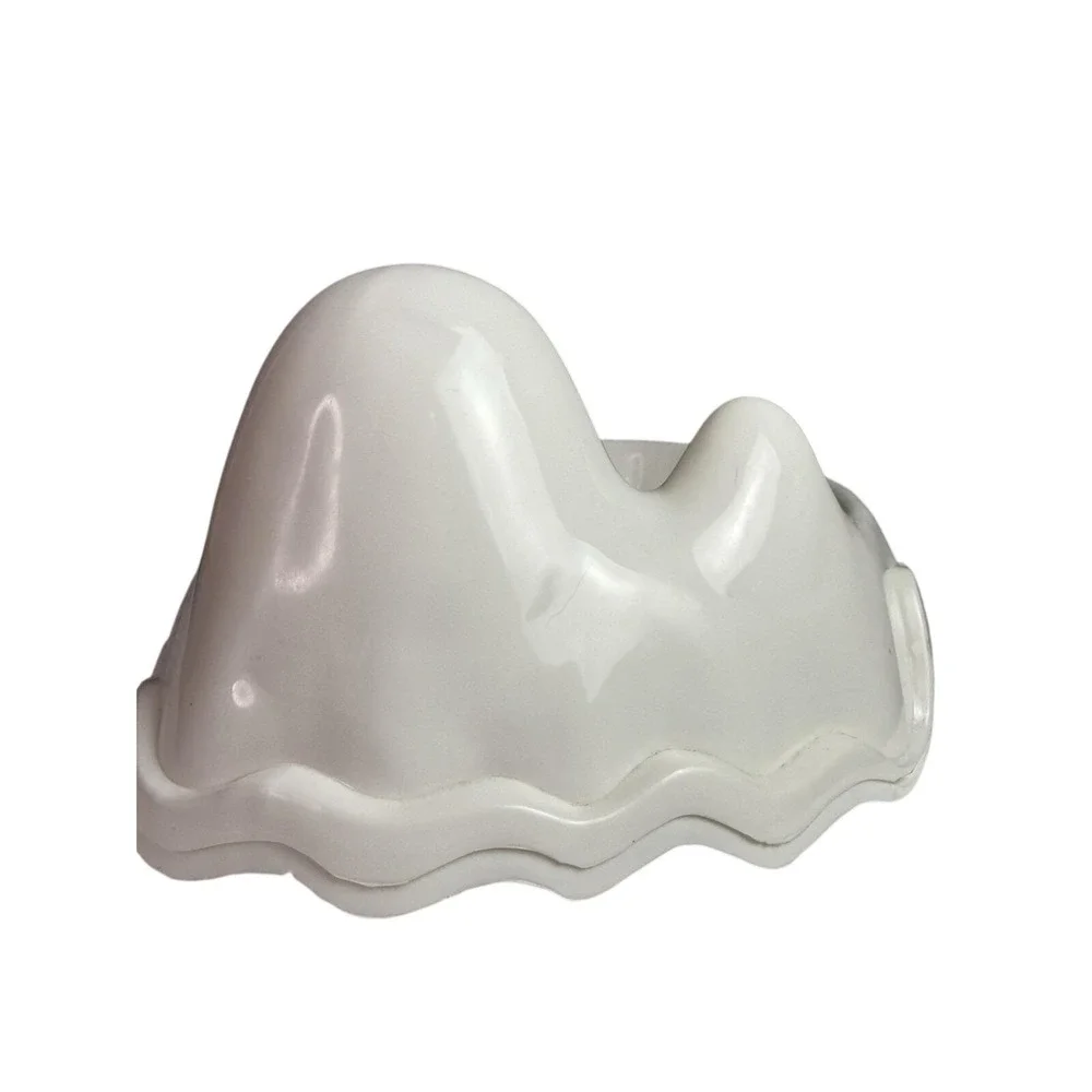 TWO- Vintage 90s Y2K Halloween Plastic‎ White Ghost Candy Dish Tray Bowl Spooky